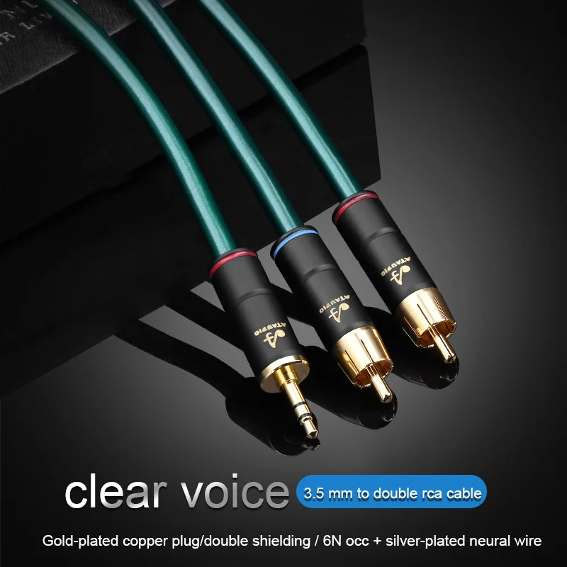 HIFI OCC 3.5mm 잭-2RCA Male 분배기 Aux 케이블 HiFi 휴대 전화-전력 증폭기 오디오 케이블 3.5mm-2rca 케이블