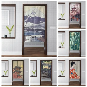 

Japanese Ukiyo-e Door Curtain Decor Curtain Noren Mount Fuji Shrine Landscape Painting Hokusa Kitchen Room Decoration Entrance