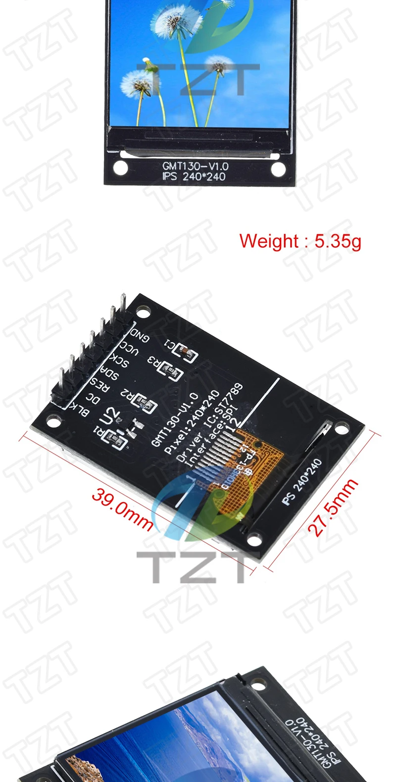 TZT TFT Display 0,96/1,3 zoll IPS 7P SPI HD 65K Voll Farbe LCD modul ST7735 stick IC 80*160 (Nicht OLED) Für arduino – Detail 13