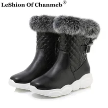 Sweet Ladies Quilted Mid-calf Boots Warm Faux Fur Winter Snow Shoes for Women Female Thermal Sneakers Boots Larger Size 46