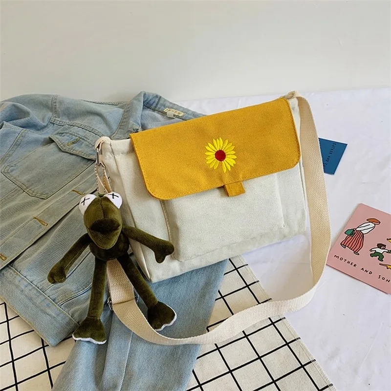 

ins messenger canvas bag female student Korean version Harajuku wild large capacity girl cute fairy shoulder bag