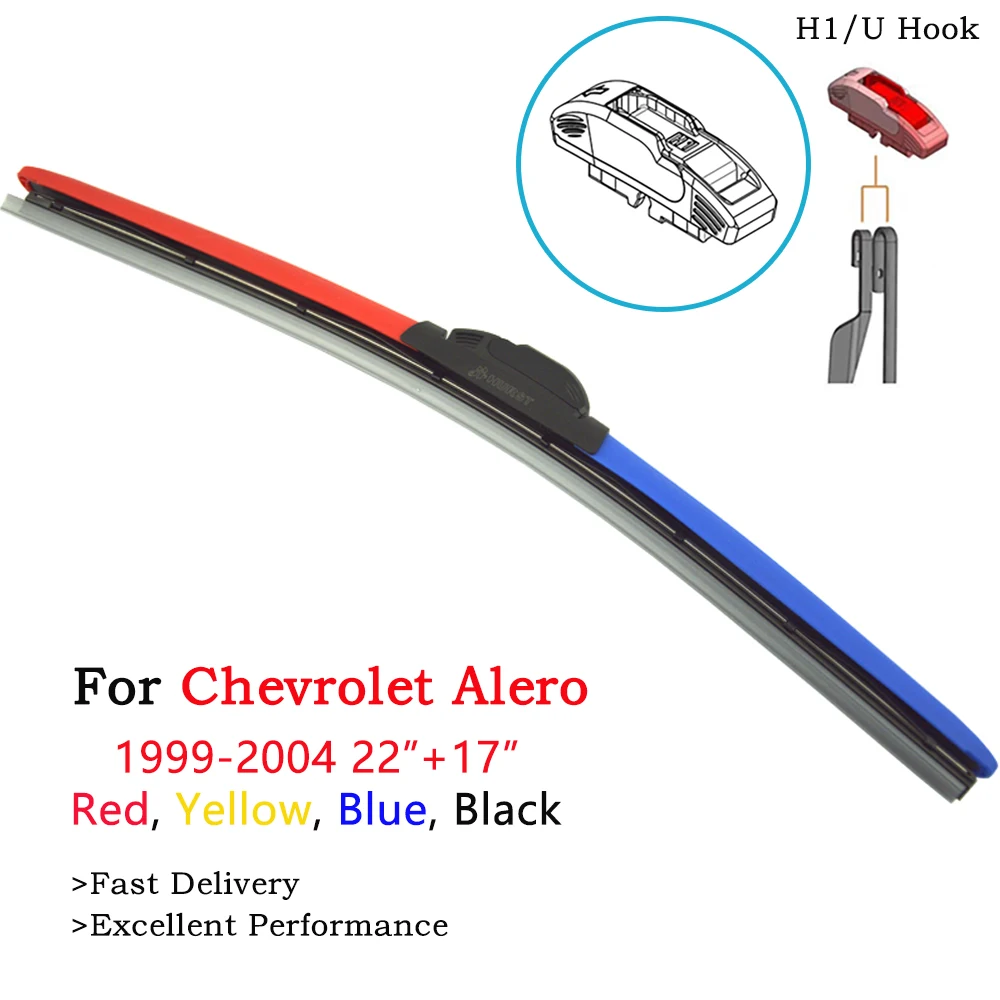 

HESITE Colorful Windshield Wiper Blades For Chevrolet Alero Vehicle Front Windscreen Wipers Boneless Red Blue Yellow Black 2004
