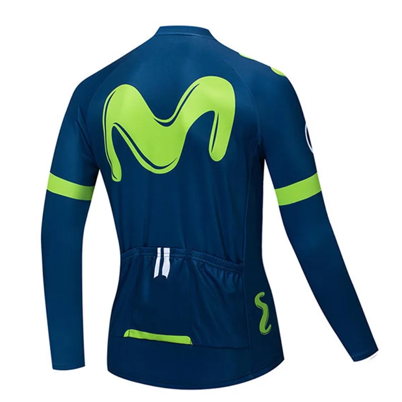 Movistar зима Pro team Велоспорт Джерси велосипед с длинным рукавом тепловой флис гоночный велоспорт одежда Майо Ropa Ciclismo Hombre D4