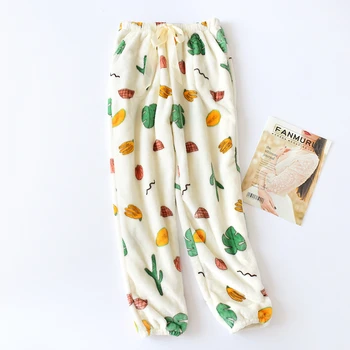 

Autumn winter ladies thick coral fleece warm pants fairy warm pants flannelSleep Bottoms lengthen thick lazy home pants SK008