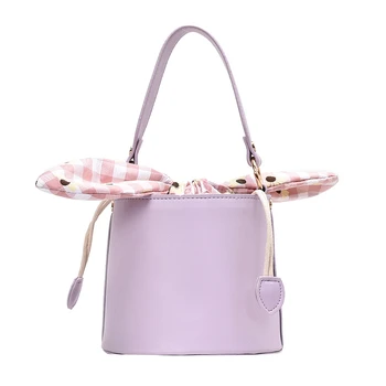 

2020 Totes Bags For Women Casual Bucket Bag Small PU Leather Top Handle Handbags Organizer Shoulder Messenger Bags With Scarves