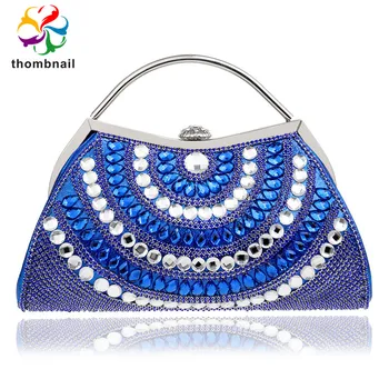 

Bule Color Luxury Shape Women Crystal Evening Clutch Bling Ladies Dinner Party Bag Diamond Purse Formal Occasion