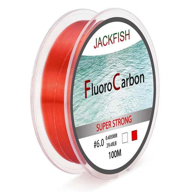 JACKFISH 100M Fluorocarbon Fishing Line red/clear two colors 432LB