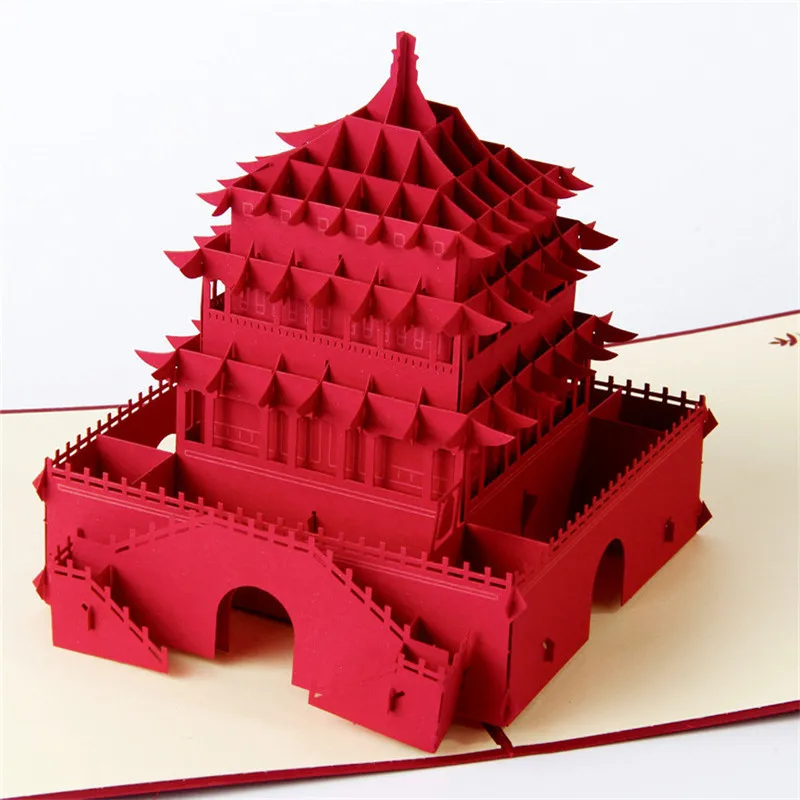 3D Pop Up Greeting Card Birthday Valentine's Day Gift Postcard with Tower Building Envelope Wedding - 4.00017E+12