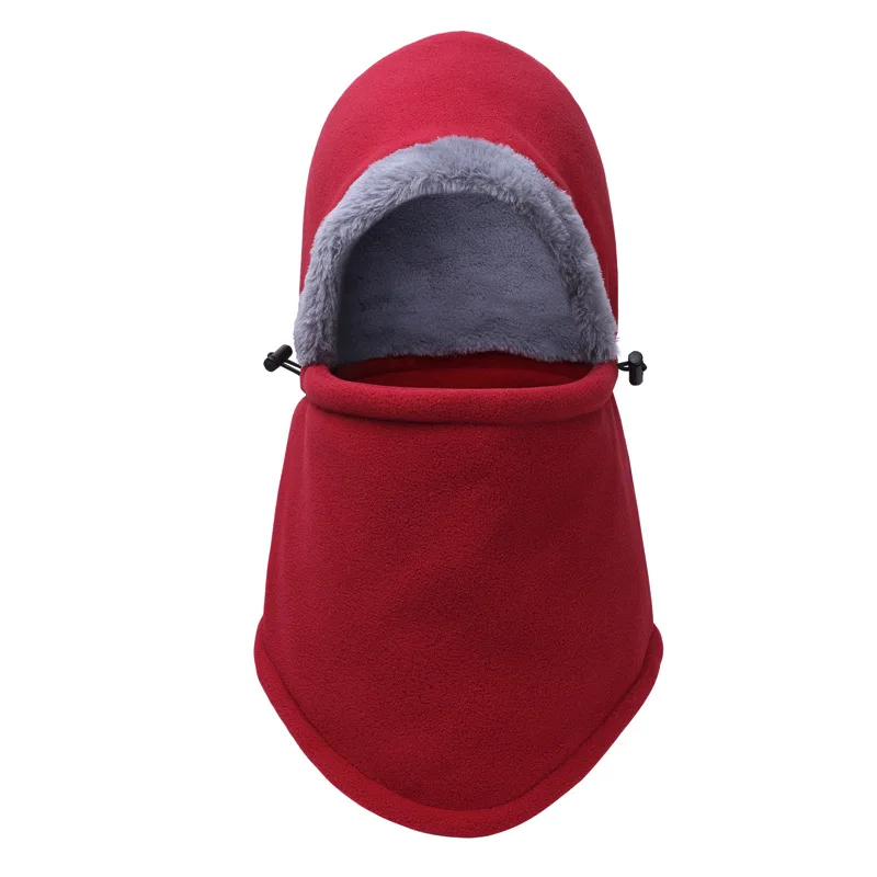 Men Thickened Fleece Hats Neck Warmer Winter Unsex Hat Knit Cap Carf Cap Winter Hats For Men Beanie Knit Hat Skullies Beanies - Цвет: red