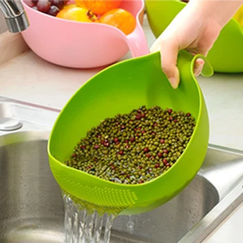 

Kitchen Multi-Function Thickened Handles Hollow Cleaning Rice Utensils Fruit Vegetable Cleaning Drain Basket Storage Basket