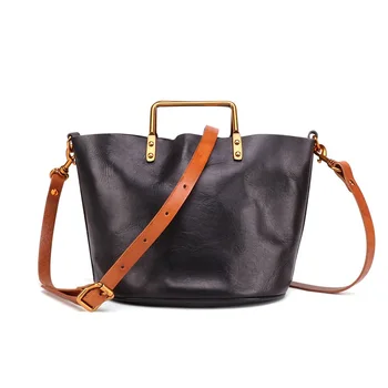

2020 Fashion women's bag vegetable tanned retro women's one-shoulder bag with cowhide solid color