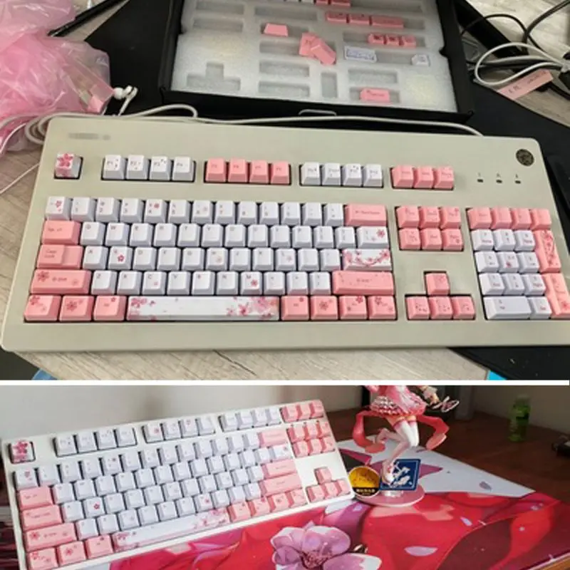 122 Keys OEM PBT Keycaps Full Set Mechanical Keyboard Keycaps PBT Dye-Sublimation Cherry Blossom Keycaps 122 Keys OEM PBT Keycaps Full Set Mechanical Keyboard Keycaps PBT Dye-Sublimation Cherry Blossom Keycaps