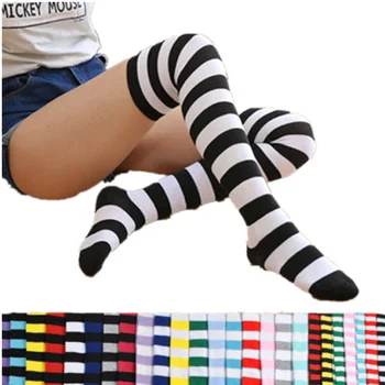

2020 Colorful Sexy Striped Compression Stockings Girl Kawaii Long Body Thigh High Stocking Overknee Boots Cute Women's Stockings