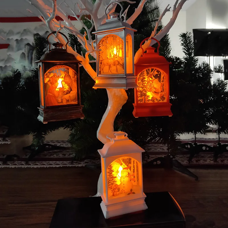 

Flame Light Candle Light Creative Plastic Christmas Candlestick Home Decoration Street Lamp Transparent Hanging Light Gift