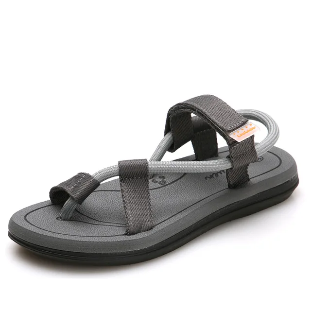 Flip Flops Slip On Flats Slippers Slides Sandals Men Sandalias Hombre Gladiator Casual Sandals Rope Male Summer Roman Beach Shoe Gray