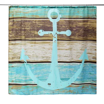 

Waterproof Ship Anchor Print Mat Mildew-proof Shower Curtain Pedestal Rug Toilet Lid Cover Floor Mat Bathroom Curtain Sets