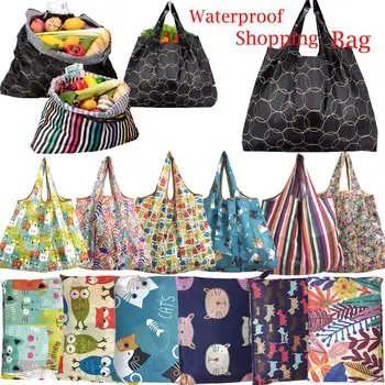 

1PC Unisex Foldable Capacity Handy Shopping Bag Reusable Tote Pouch Recycle Storage Handbags Floral Colorful Sample Travel Bag