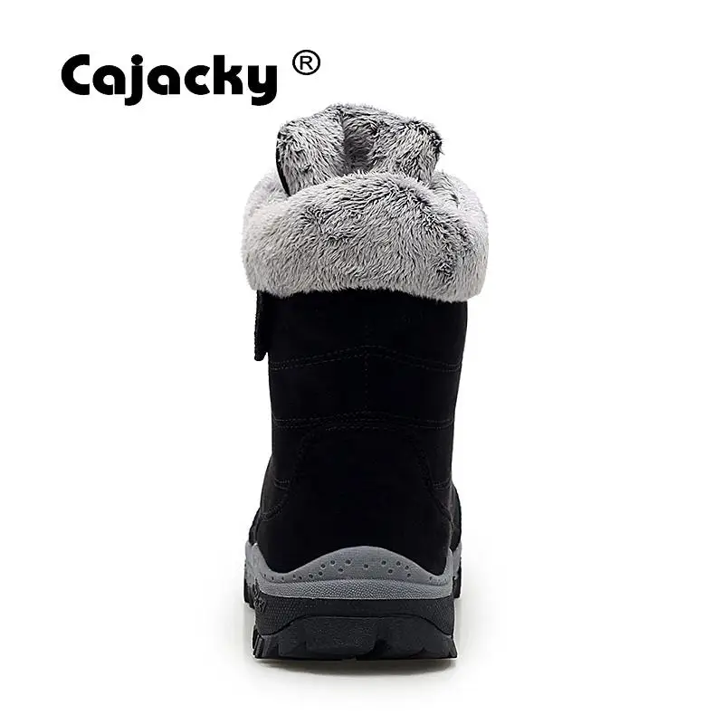 Cajacky зимние ботинки с плюшевой подкладкой; Теплая мужская обувь для взрослых; унисекс; уличные зимние ботинки до середины икры; Прочная резиновая подошва