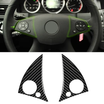 

For Mercedes Benz C Class W204 2007 2008 2009 2010 Carbon Fiber Car Interior Steering Wheel Panel Switch Button Cover Trim