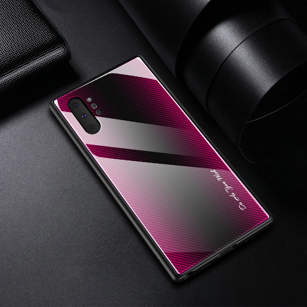 Для samsung Galaxy 10 чехол Роскошный Жесткий закаленное стекло градиентный защитный чехол для samsung note 10 plus note10 pro - Цвет: rose red