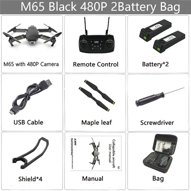 480P M65 складной Радиоуправляемый Дрон FPV wifi камера 480P функция удержания высоты селфи Квадрокоптер с сумкой для хранения R7RB - Color: 480P