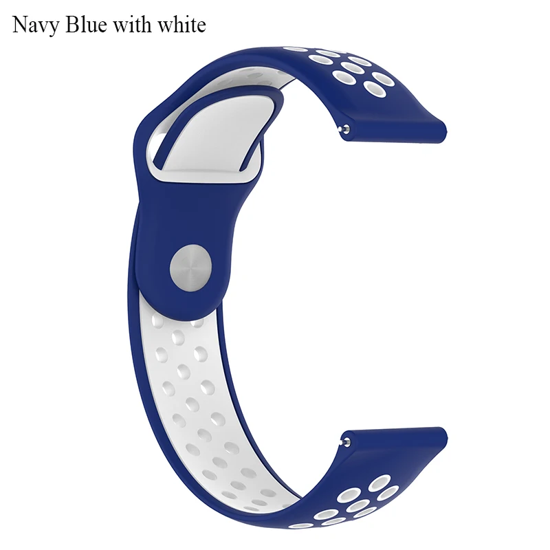 Navy Blue with white BOORUI ремешок для часов Huami Amazfit Bip двойной цвет 20 мм силиконовый ремешок 22 мм для xiaomi Amazfit - Цвет: Navy Blue with white