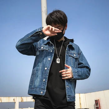 

New men's plus size fashion loose casual jacket jacket denim jacket