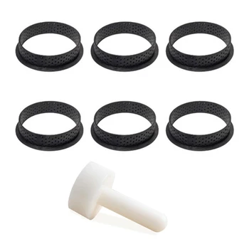 

Cake Pusher Perforated Kit Tart Rings with Tart Tamper Mini Mousse Cake Rings Cutter Cook Cutting Ring Tart Pastry Tool