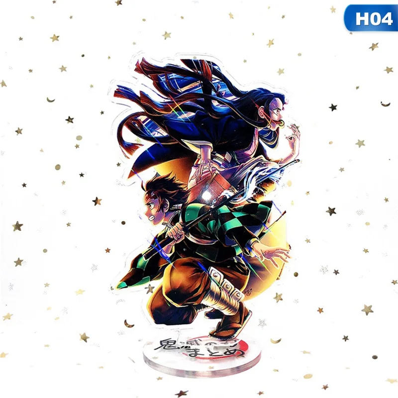 Kimetsu No Yaiba брелок Аниме Demon Slayer Kimetsu No Yaiba фигурка Kamado Tanjirou Kamado Nezuko фигурка на акриловой подставке