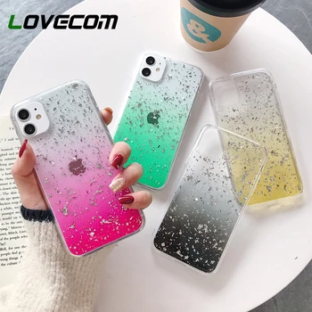 

LOVECOM Cute Gradual Color Phone Case For iPhone 11 Pro Max XR XS Max 7 8 Plus X Soft Epoxy Platinum Silver Back Cover Coque