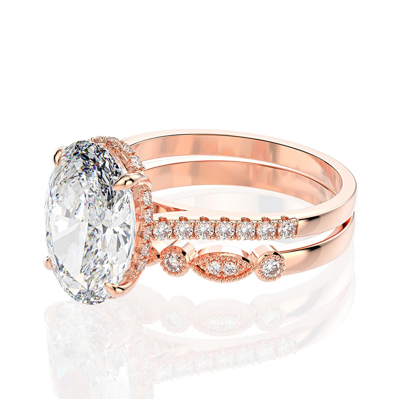 OEVAS 100% 925 Sterling Silver Oval Created Moissanite Gemstone Wedding Engagement Diamonds Ring Sets Fine Jewelry Wholesale