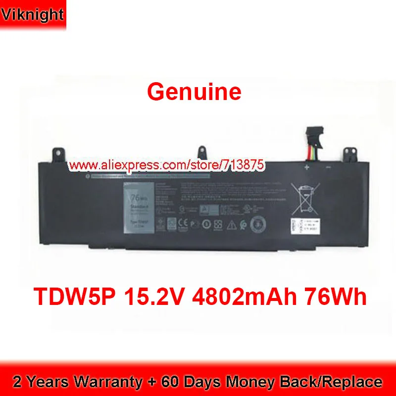 Натуральная TDW5P Батарея 0V9XD7 для Dell Alienware 13 R3 ALW13CR-2838 ALW13C-D2508 15 2 V 4802 мА/ч 76Wh |