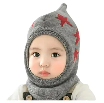 

Baby Cartoon Star Boys Girls Children Lovely Soft Hat Hooded Bib One Piece Kids Solid Autumn Winter Cute Print Cotton Hat