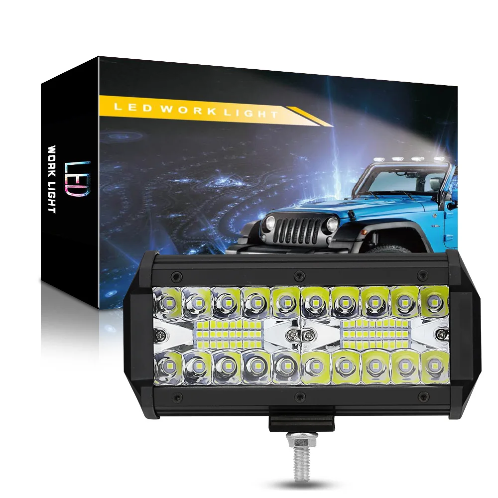 

DXZ 1PCS LED bar 7Inch Led Work Lihgt 120W Diode Lights Off Road Tractors Trucks Boats Car 4x4 SUV 12V 24V Led Headlights