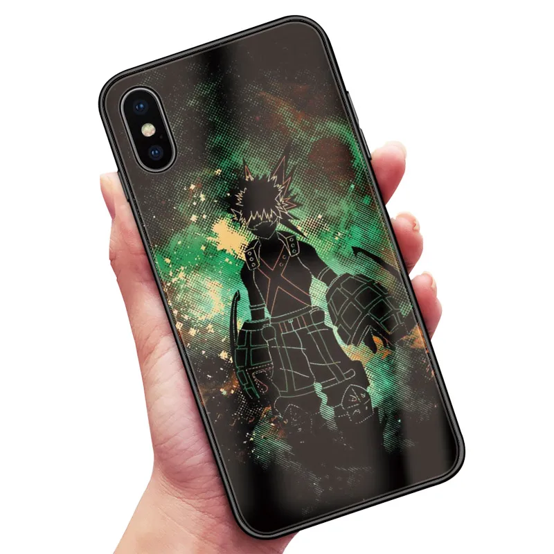 My Hero Academy аниме закаленное стекло Мягкий ТПУ чехол для телефона чехол для apple iPhone 6 6s 7 8 Plus X XR XS 11 Pro MAX - Цвет: MHAA 7