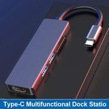 

Docking station 5 in 1 USB-C to HDMI 4K / USB 3.0*2port / SD / TF Adapter station usb hub ноутбук планшет флешка Планшеты