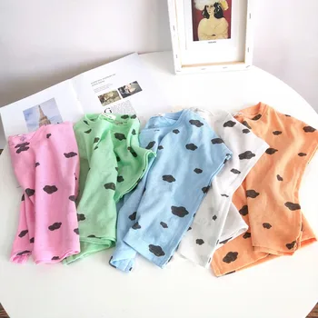 

2020 Summer New Korean Style Unisex Kids Cotton Bamboo T-shirts Cloud Printed Sleeveless Tops Loose Toddlers Children Tees