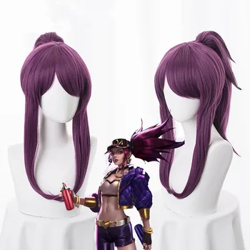 

LOL KDA Akali The Rogue Assassin Akali Mixed Purple Ponytail Clip Heat Resistant Hair Cosplay Costume Wig