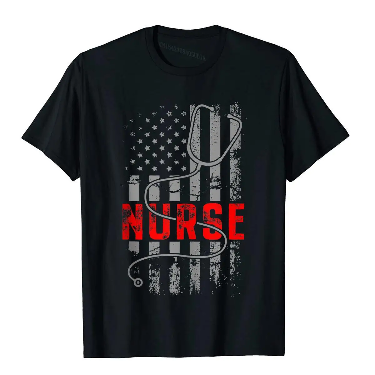Patriotic Nurse USA Flag Stethoscope Funny Nursing Careers Tank Top__B11147black