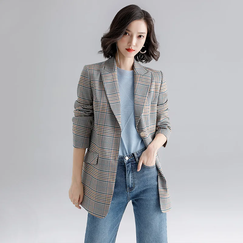 

2019 Autumn New Style Plaid Small Suit Coat Women's Korean-style Women's Simple Elegant Western Style Slimming Casual