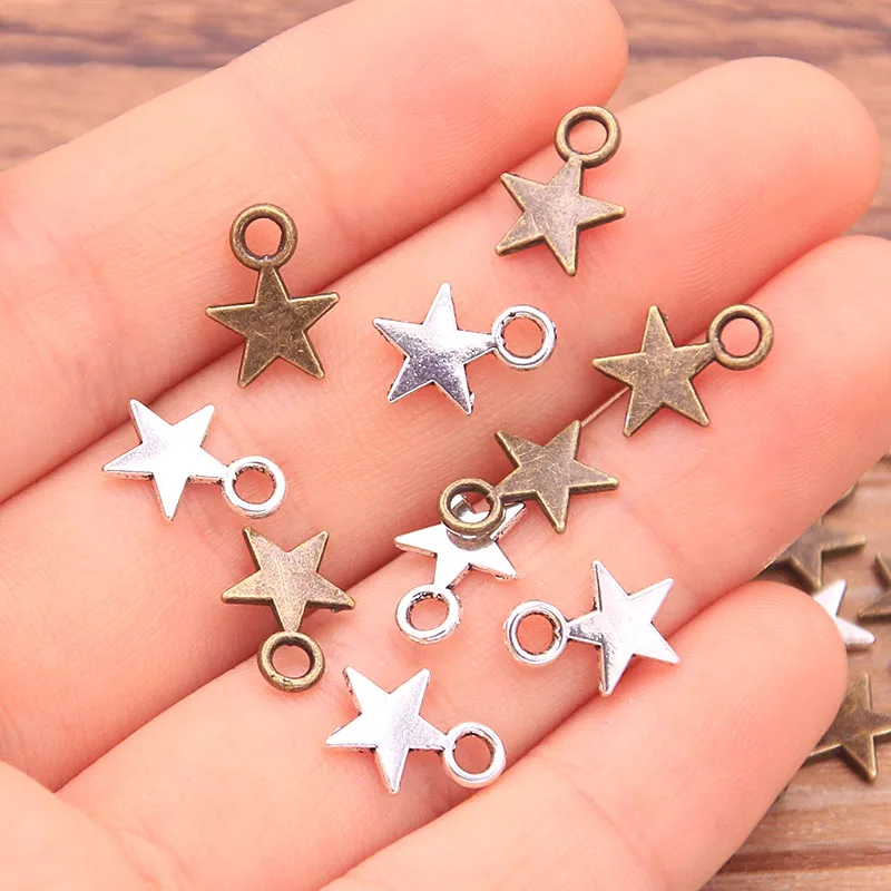 Star Charms 100PCS 8*11mm 3 Color Metal Zinc Alloy MINI Five-pointed Jewelry Pendant DIY Handmade Craft