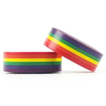 

1 Pcs Creative Rainbow Horizontal Stripes Washi Tape DIY Decorative Tape Color Paper Adhesive Office Adhesive Tape 10M*1.5CM