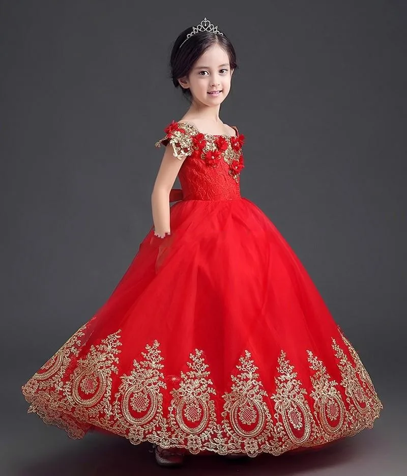 Line Flower Girls Dress Pageant Gown 