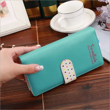

Candy Colors Women Wallets New Fashion Polka Dots Leather Zipper Small Wallet Purse Cards Holder for Girls Women Ladies 2020