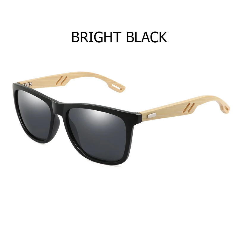 C3 bright black MVBBFJR, модные мужские бамбуковые солнцезащитные очки, женские деревянные зеркальные очки, спортивные квадратные Ретро Винтажные Солнцезащитные очки, UV400, большая оправа - Цвет линз: C3 bright black