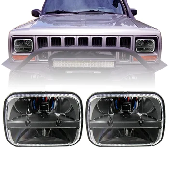 

1 pair square 5''x 7'' Inch headlight led trucklight High Low Beam Headlamp for jeep Wrangler YJ Cherokee XJ Trucks 4X4