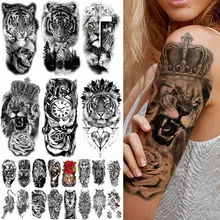 Warrior Tiger Wolf Flower Skull Long-lasting Black Tattoo Sticker Temporary Tattoos Fake Tattoo Stickers Tattoo Sleeve
