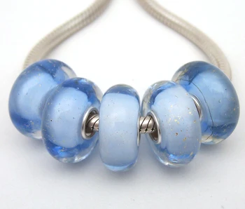 

JGWG1867 5X 100% Authenticity S925 Sterling Silver Beads Murano Glass beads Fit European Charms Bracelet diy jewelry Lampwork