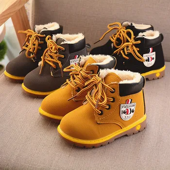

Winter Children's Snow Boots Shoes Warm Plush Soft Bottom Baby Boys Girls Boots Leather Winter Snow Boot For Kids toddler