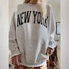 NEW YORK lettre imprimer gris pulls surdimensionné Vintage sweat femmes adolescents 2022 automne nouvelle baisse épaule mode USA Style BF ► Photo 1/6